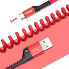 Baseus Fish Eye pružinový datový kabel USB Type-C Red / červený - CATSR-09