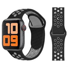 Apple Watch 42, 44, 45mm silikonový SPORT pásek Black / Gray / černý / šedý (Bulk)