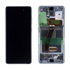 Samsung S20, S20 5G Galaxy G980F, G981B originální LCD displej + dotyk + přední kryt / rám Gray / šedý (Service Pack) - GH82-22123A, GH82-22131A