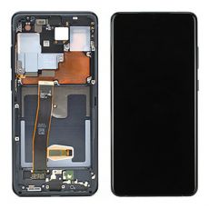 Samsung S20 Ultra Galaxy G988F originální LCD displej + dotyk + přední kryt / rám Cosmic Black / černý (Service Pack) - GH82-22271A