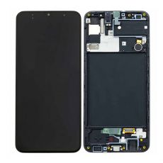 Samsung A30s Galaxy A307F originální LCD displej + dotyk + přední kryt / rám Black / černý (Service Pack) - GH82-21190A, GH82-21329A