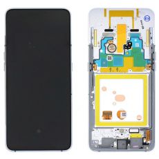 Samsung A80 Galaxy A805F originální LCD displej + dotyk + přední kryt / rám Silver / stříbrný (Service Pack) - GH82-20348B