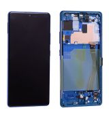 Samsung S10 Lite Galaxy G770F originální LCD displej + dotyk + přední kryt / rám Prism Blue / modrý (Service Pack) - GH82-21672C