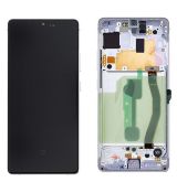 Samsung S10 Lite Galaxy G770F originální LCD displej + dotyk + přední kryt / rám Prism White / bílý (Service Pack) - GH82-21672B