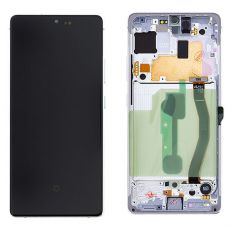 Samsung S10 Lite Galaxy G770F originální LCD displej + dotyk + přední kryt / rám Prism White / bílý (Service Pack) - GH82-21672B