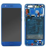 Honor 9 originální LCD displej + dotyk + přední kryt / rám Blue / modrý (Service Pack) - 02351LBV