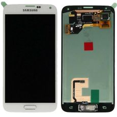 Samsung S5 Galaxy G900F originální LCD displej + dotyk White / bílý (Service Pack) - GH97-15959A, GH97-15734A