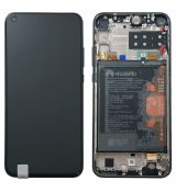 Huawei P40 Lite E originální LCD displej + dotyk + přední kryt / rám Black / černý (Service Pack) - 02353FMW