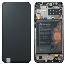 Huawei P40 Lite E originální LCD displej + dotyk + přední kryt / rám Black / černý (Service Pack) - 02353FMW