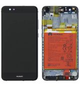 Huawei P10 Lite originální LCD displej + dotyk + přední kryt / rám Black / černý (Service Pack) - 02351FSE, 02351FSG