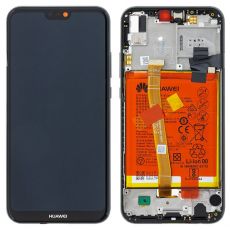 Huawei P20 Lite originální LCD displej + dotyk + přední kryt / rám Black / černý (Service Pack) - 02351VPR, 02351XTY