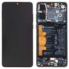 Huawei P30 originální LCD displej + dotyk + přední kryt / rám Black / černý (Service Pack) - 02352NLL