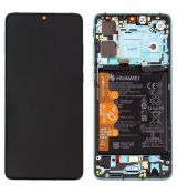 Huawei P30 originální LCD displej + dotyk + přední kryt / rám Aurora Blue / modrý (Service Pack) - 02352NLN