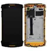 Doogee S55 originální LCD displej + dotyk + přední kryt / rám Orange / oranžový (Bulk)