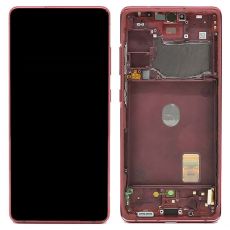 Samsung S20 FE 5G Galaxy G781F originální LCD displej + dotyk + přední kryt / rám Cloud Red / červený (Service Pack) - GH82-24214E