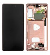 Samsung Note 20 Galaxy N980F originální LCD displej + dotyk + přední kryt / rám Mystic Bronze / bronzový (Service Pack) - GH82-23495B, GH82-23733B