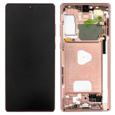 Samsung Note 20 Galaxy N980F originální LCD displej + dotyk + přední kryt / rám Mystic Bronze / bronzový (Service Pack) - GH82-23495B, GH82-23733B