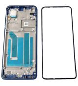 Motorola One Vision originální přední kryt / LCD rám Blue / modrý (Bulk)