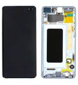 Samsung S10+ Galaxy G975F originální LCD displej + dotyk + přední kryt / rám Blue / modrý (Service Pack) - GH82-18849C