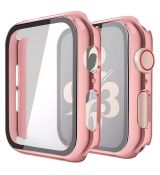 Apple Watch 44mm ochranné pouzdro + tvrzené sklo Pink / lesklá růžová (Bulk)