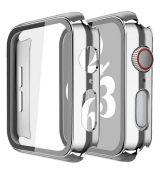 Apple Watch 44mm ochranné pouzdro + tvrzené sklo Silver / lesklá stříbrná (Bulk)