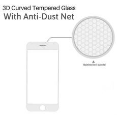Tvrzené sklo 3D White / bílé + prachovka sluchátka pro iPhone 7 Plus, 8 Plus
