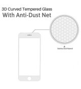 Tvrzené sklo 3D White / bílé + prachovka sluchátka pro iPhone 7, 8