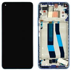 Xiaomi Mi 11 Lite originální LCD displej + dotyk + přední kryt / rám Blue / modrý (Service Pack) - 5600040K9A00, 56000C0K9A00