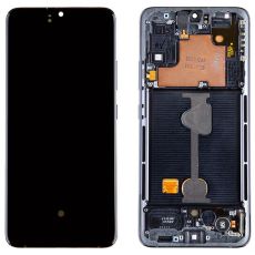 Samsung A90 5G Galaxy A908B originální LCD displej + dotyk + přední kryt / rám Black / černý (Service Pack) - GH82-21092A