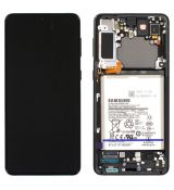 Samsung S21 Plus Galaxy G996B originální LCD displej + dotyk + přední kryt / rám Phantom Black / černý (Service Pack) - GH82-24555A, GH82-24553A, GH82-24744A