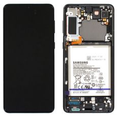 Samsung S21 Plus Galaxy G996B originální LCD displej + dotyk + přední kryt / rám Phantom Black / černý (Service Pack) - GH82-24555A, GH82-24553A, GH82-24744A