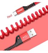 Baseus Fish Eye pružinový datový kabel USB Type-C Red / červený - CATSR-09