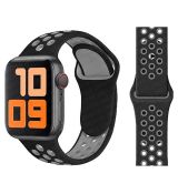 Apple Watch 42, 44, 45mm silikonový SPORT pásek Black / Gray / černý / šedý (Bulk)