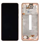 Samsung A33 5G Galaxy A336B originální LCD displej + dotyk + přední kryt / rám Gold / Peach (Service Pack) - GH82-28143D, GH82-28144D