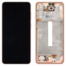 Samsung A33 5G Galaxy A336B originální LCD displej + dotyk + přední kryt / rám Gold / Peach (Service Pack) - GH82-28143D, GH82-28144D