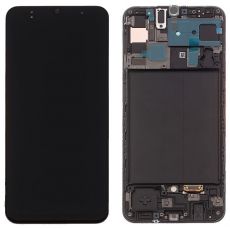 Samsung A50 Galaxy A505F originální LCD displej + dotyk + přední kryt / rám Black / černý (Service Pack) - GH82-19204A, GH82-19713A