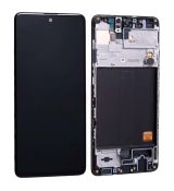 Samsung A51 Galaxy A515F LCD displej OLED + dotyk + přední kryt / rám Black / černý OEM